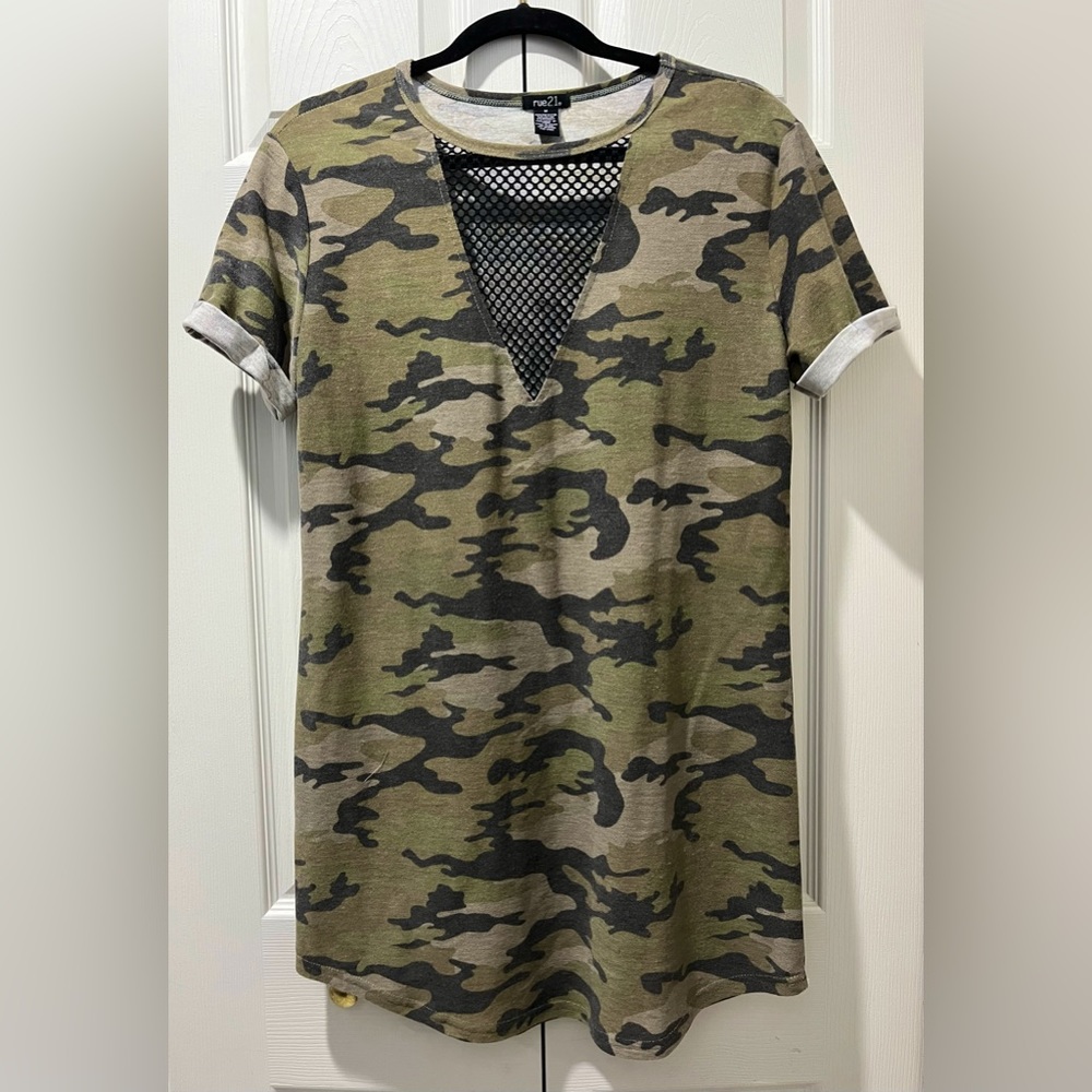 Rue21 Army Green Camouflage Tunic Shirt Dress